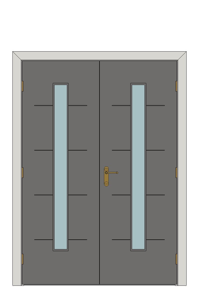 Double doorset — Argento Glazed Painted Internal Door — Double hinged — Prefinished Ash Grey Painted
