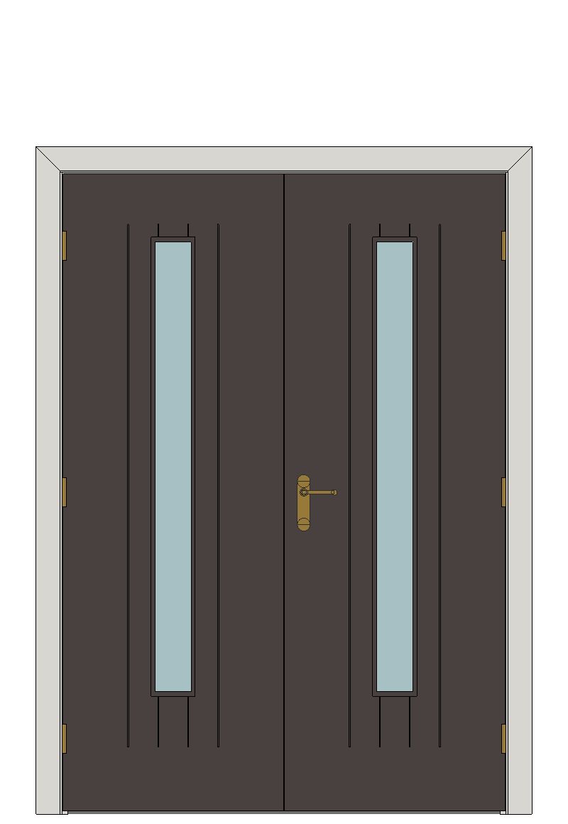 Double doorset — Alabama Cinza Glazed Laminate Internal Door — Double hinged — Prefinished Dark Grey Walnut Laminate