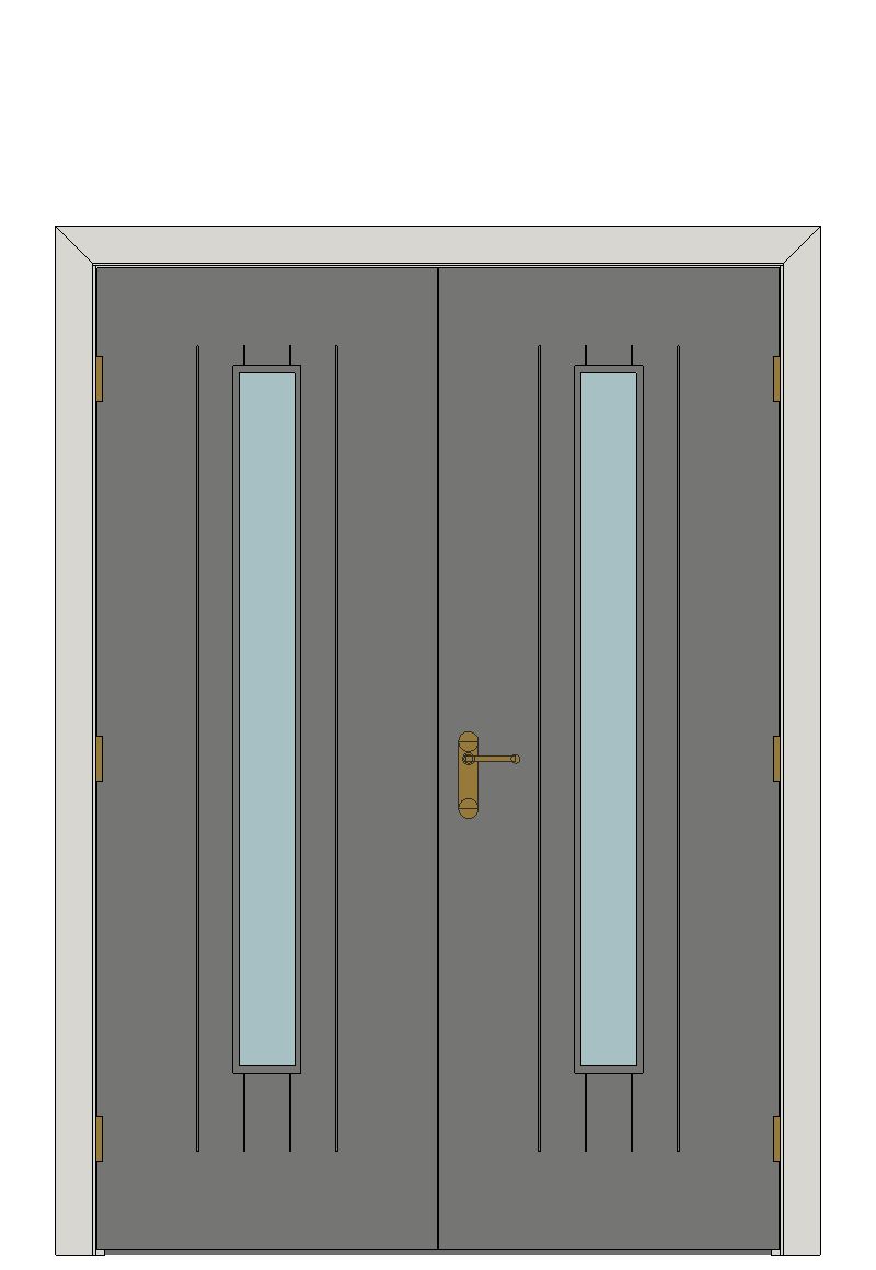 Double doorset — Ardosia Glazed Painted Internal Door — Double hinged — Prefinished Grey Painted