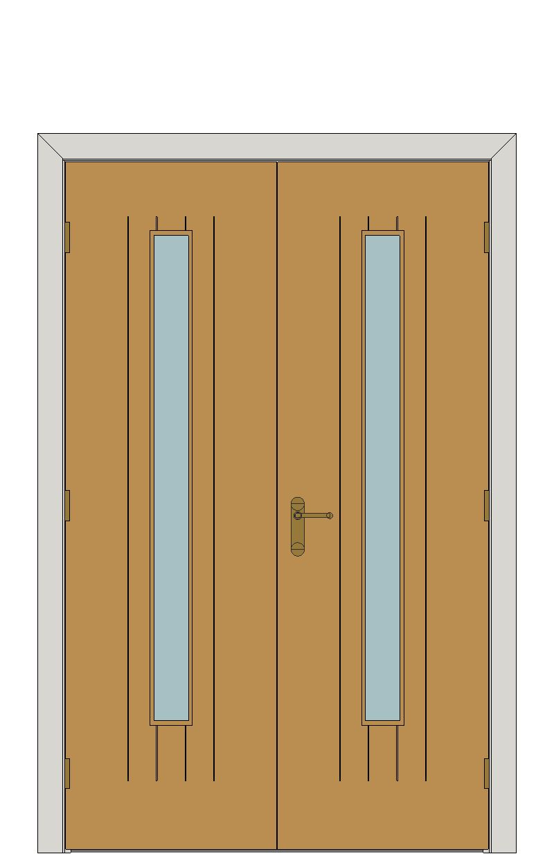 Double doorset — Hudson Glazed Laminate Internal Door — Double hinged — Prefinished Oak