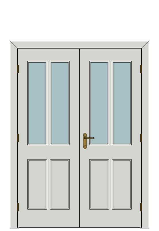 Double doorset — Canterbury 2 Light White Internal Door â€“ Smooth — Double hinged — Primed White