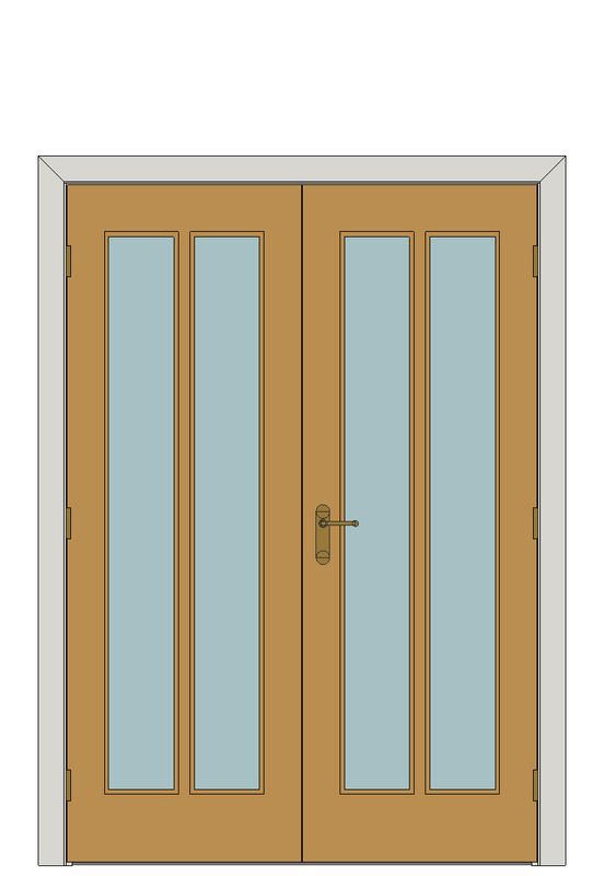 Double doorset — Severn Oak Glazed Internal Door — Double hinged — Unfinished Oak