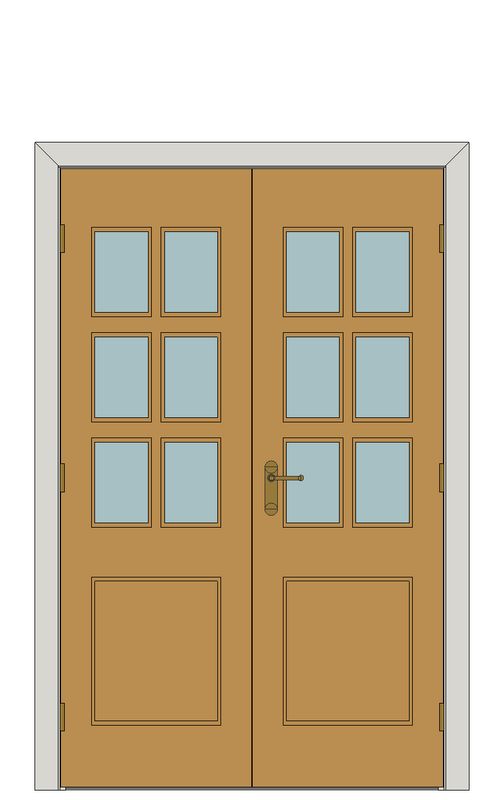 Double doorset — Royale 12-6VM Oak Glazed Internal Door â€“ Unfinished — Double hinged — Unfinished Oak