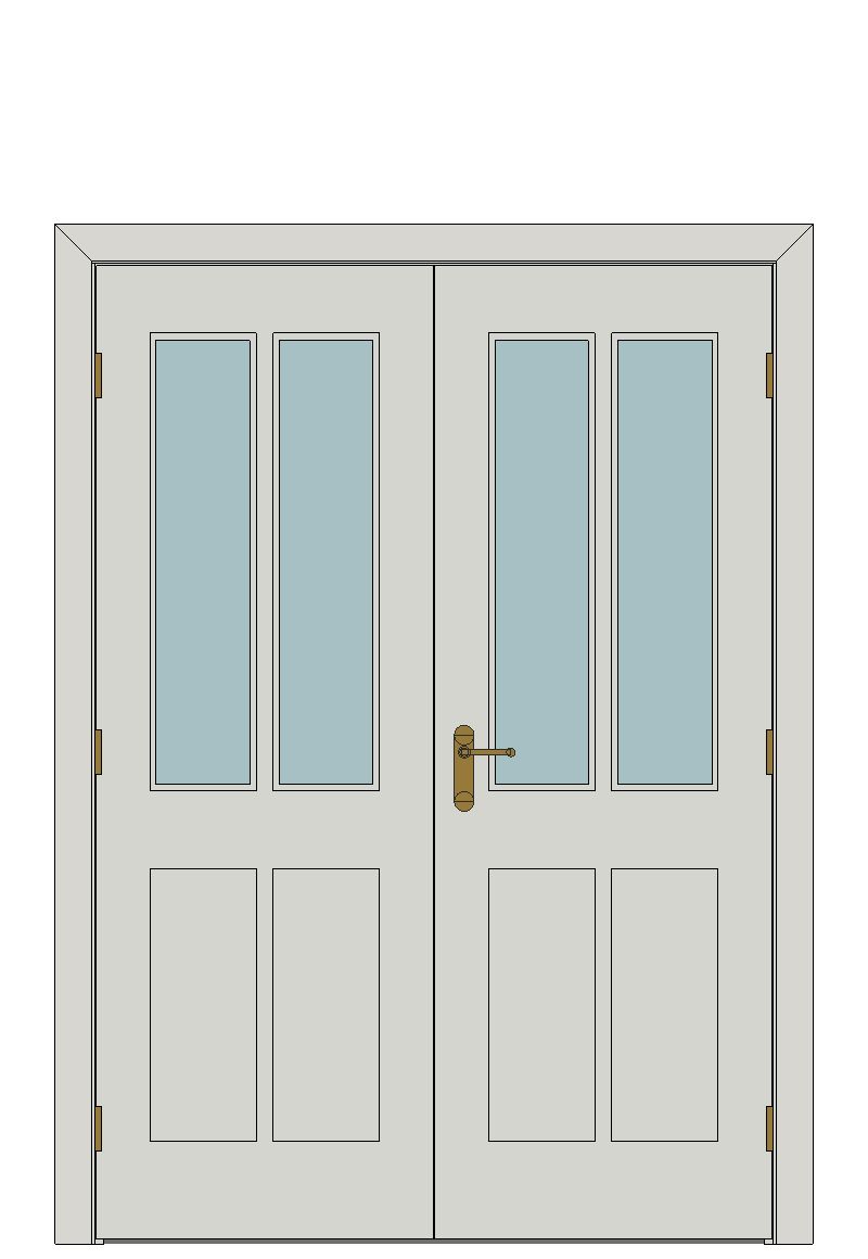 Double doorset — Faro White Glazed Internal Door — Double hinged — Primed White Grained