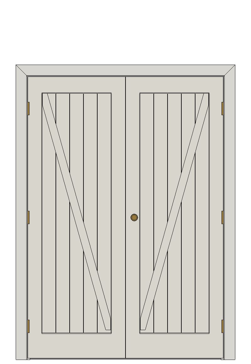 Double doorset — Internal Primed White Barn Door â€” White primed — Double hinged — White primed
