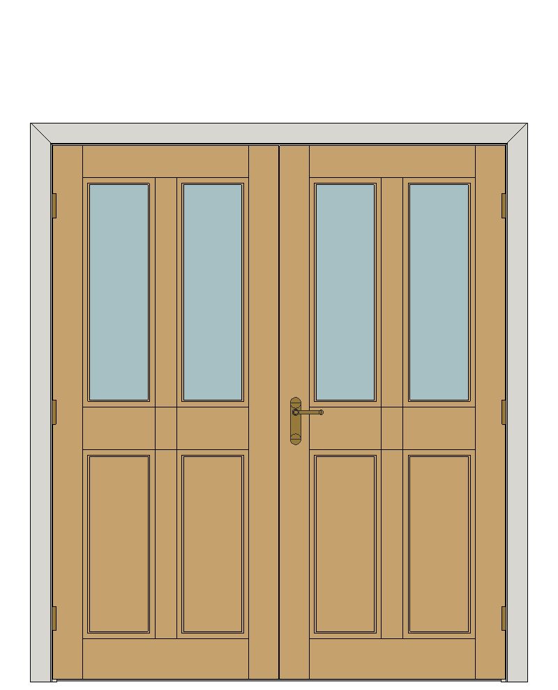Double doorset — Oxford 2Lite Oak Unfinished — Double hinged — White oak