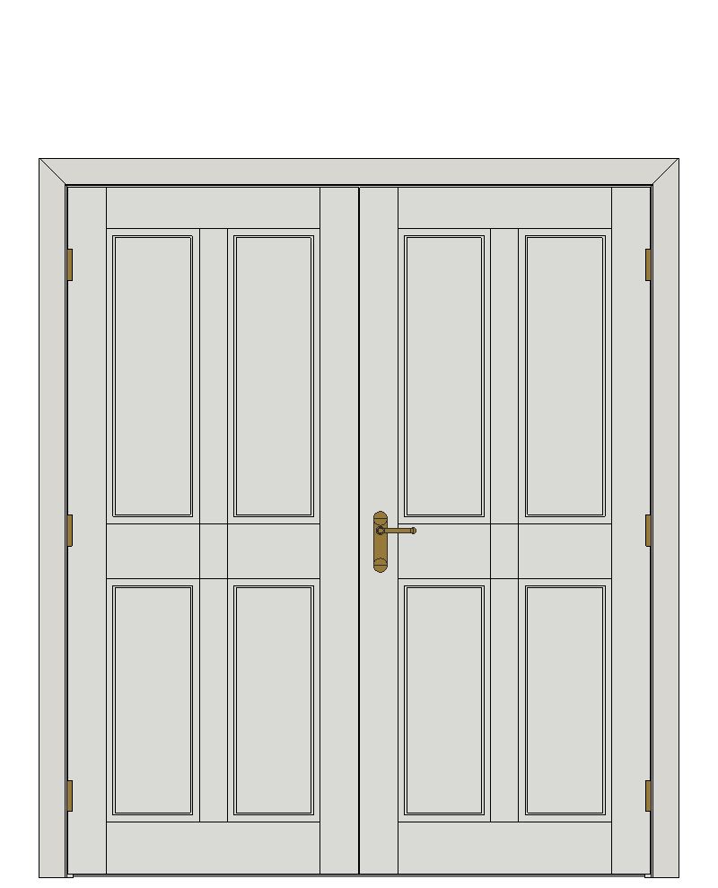 Double doorset — Harberton Smooth 4Panel — Double hinged — White primed