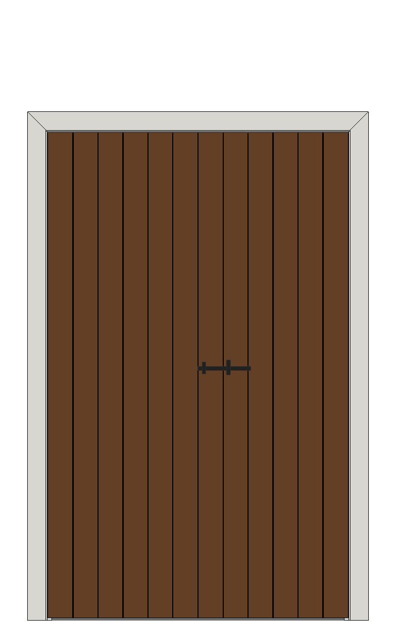 Double doorset — Ledged and Braced PINE Doors â€” Dark oak finish on pine — Double hinged — Dark oak finish on pine