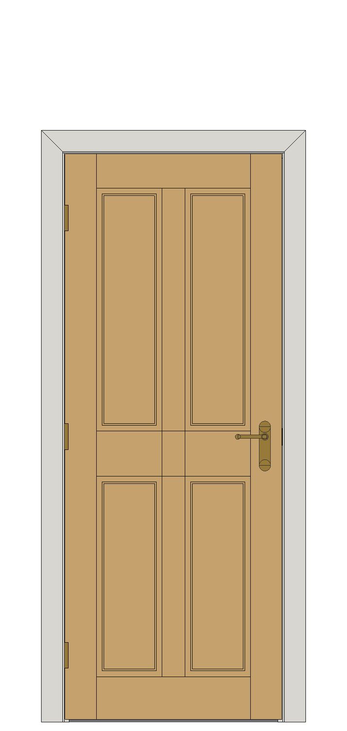 WhiteOak 4Panel Unfinished — Single — White oak