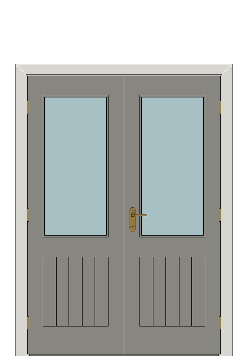 Double doorset — Colorado Glazed Laminate Internal Door — Double hinged — Prefinished Grey
