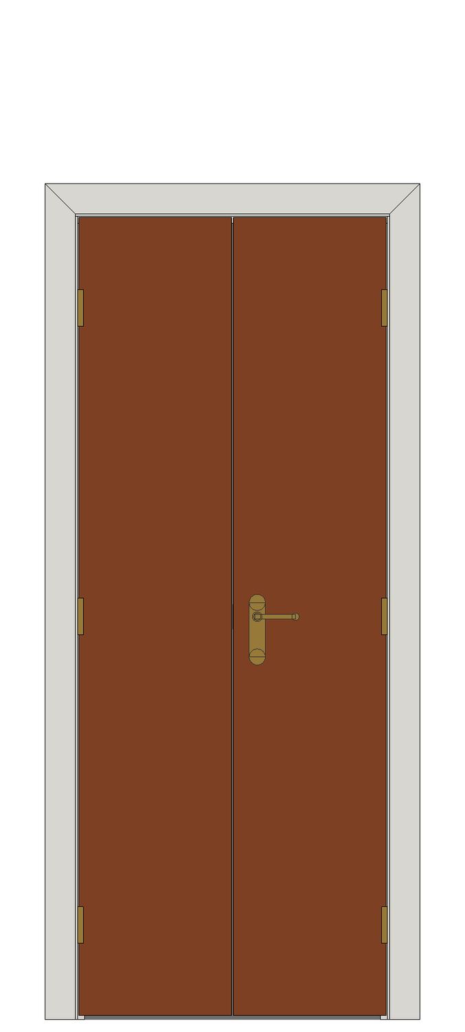 Double doorset — Sapele veneered flush — Double hinged — Prefinished Sapele