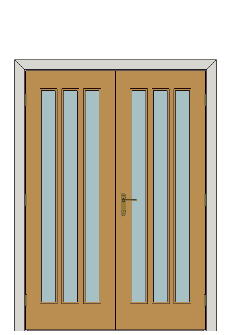Double doorset — Darwen Oak Glazed Internal Door — Double hinged — Unfinished Oak