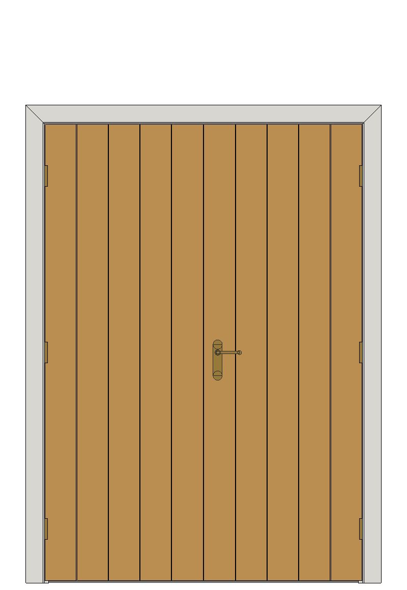 Double doorset — Rustic Oak Ledged Internal Door — Double hinged — Unfinished Oak