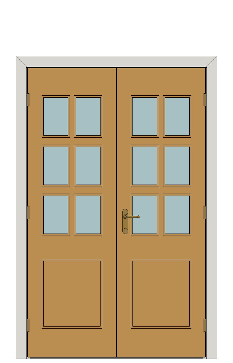 Double doorset — Thames 6 Light Oak Internal Door — Double hinged — Unfinished Oak