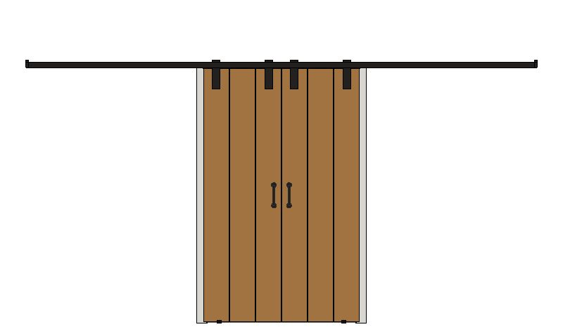 3 Ledge Oak Sliding Door Pair â€” Mid oak finish on oak — Sliding pair — Mid oak finish on oak