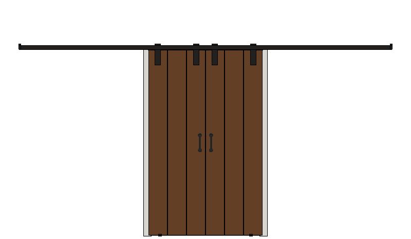 3 Ledge Oak Sliding Door Pair â€” Dark oak finish on oak — Sliding pair — Dark oak finish on oak