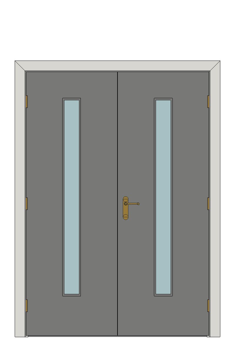 Double doorset — Pintado Grey Glazed Laminate Internal Door — Double hinged — Prefinished Grey Painted