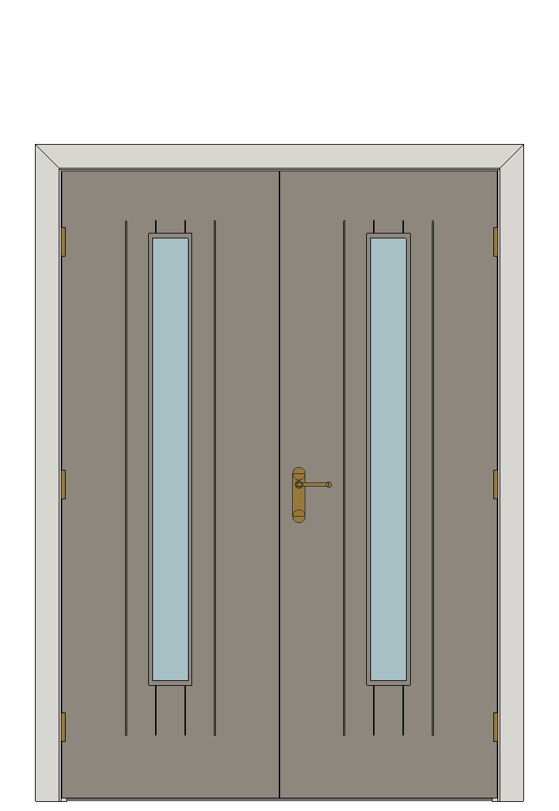 Double doorset — Alabama Fumo Glazed Laminate Internal Door — Double hinged — Prefinished Smoky Grey Laminate