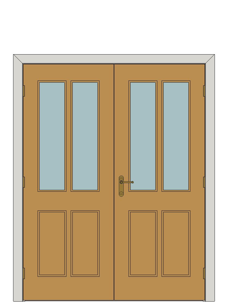 Double doorset — Rustic Oak 4 Panel Glazed Internal Door — Double hinged — Prefinished Oak