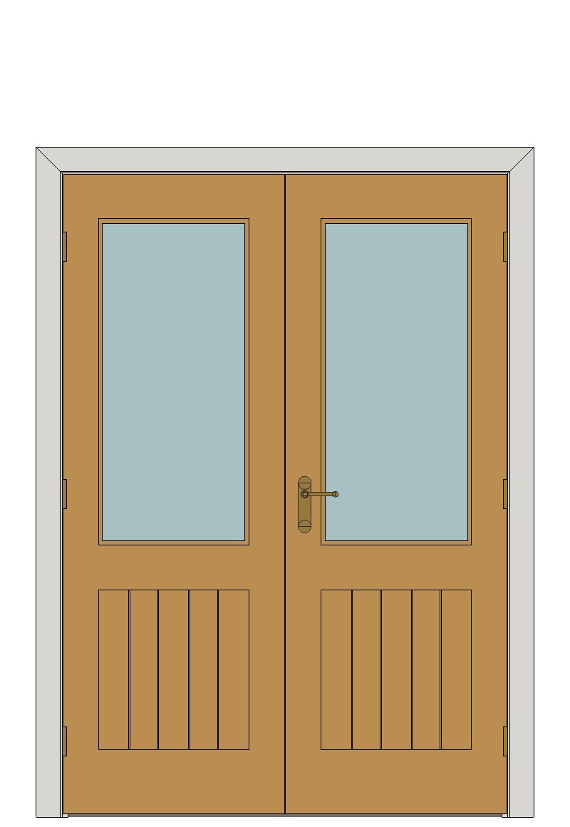 Double doorset — Thames 1/2 Light Oak Internal Door — Double hinged — Unfinished Oak
