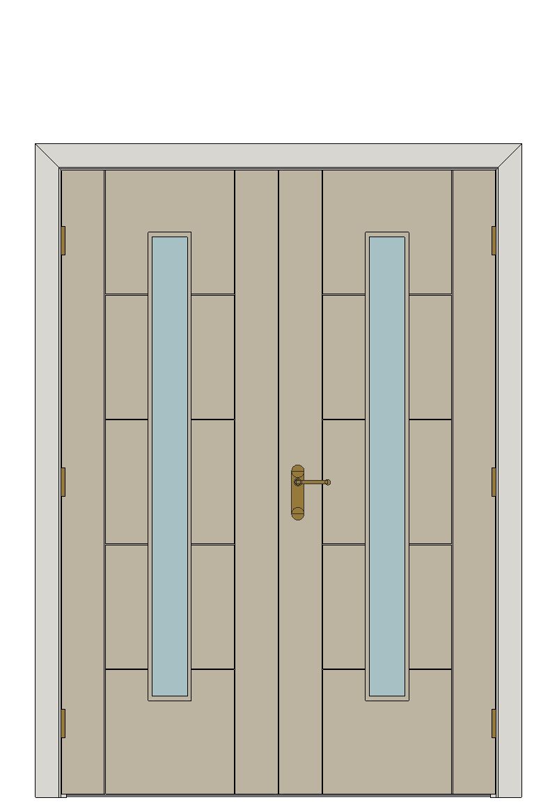 Double doorset — Ivory Glazed Laminate Internal Door — Double hinged — Prefinished Ivory Laminate