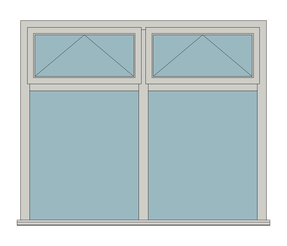 Stormsure standard casement - Two fixed lights with top fanlights — JELD-WEN-inspired Revit 2027 Window