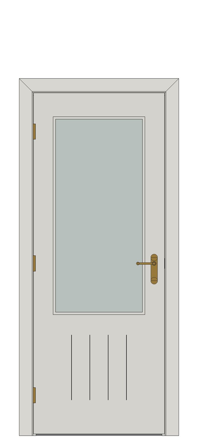 Newark vertical etched glazing inspired — JELD-WEN-inspired Revit 2027 Door
