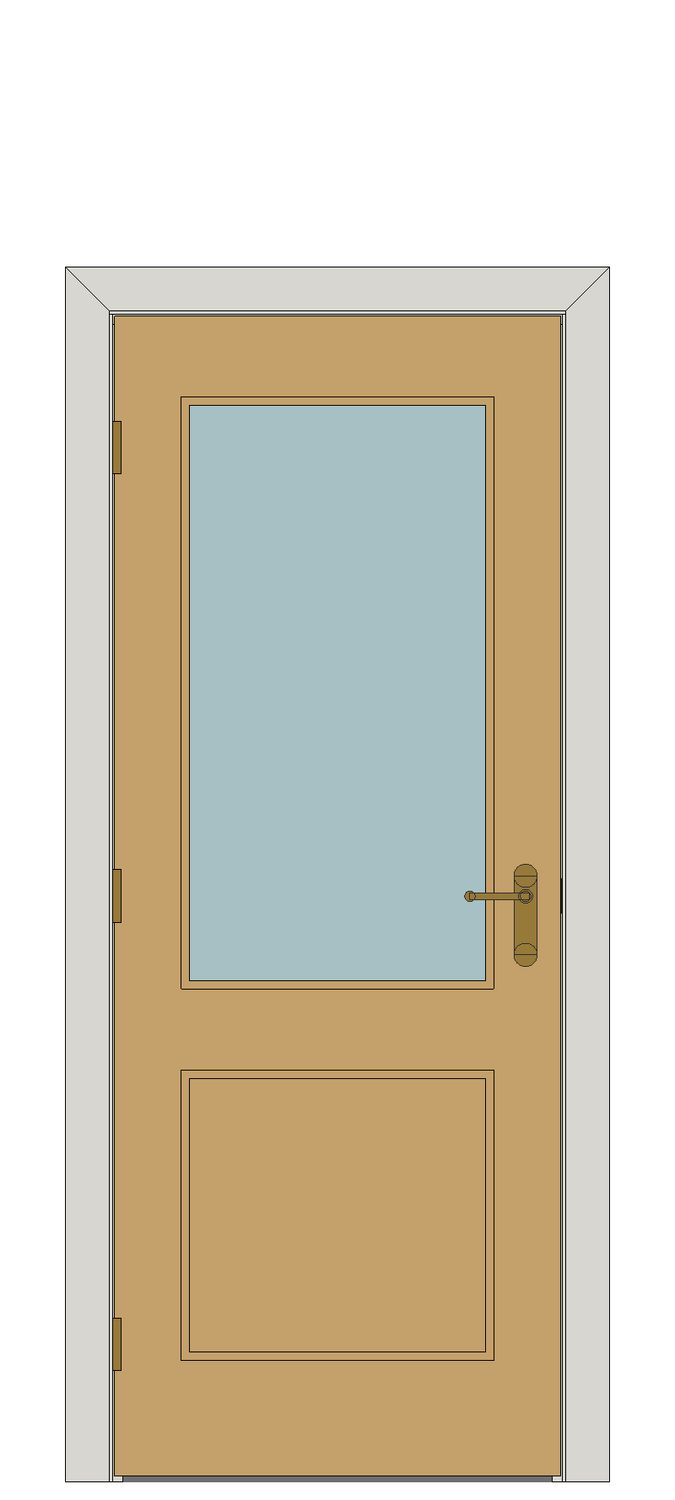 Exterior white oak Lumina — JELD-WEN-inspired Revit 2027 Door