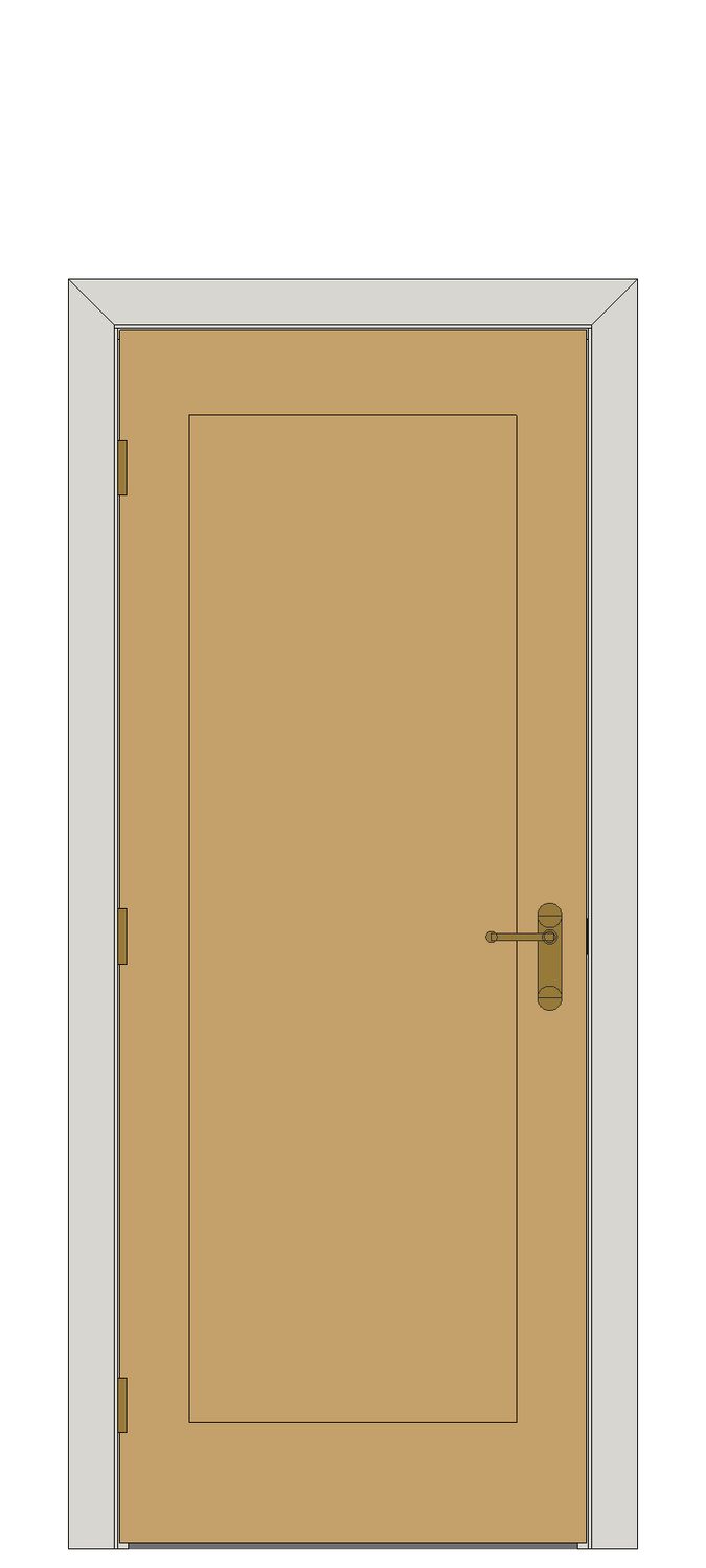 Shaker one panel Oak — JELD-WEN-inspired Revit 2027 Door