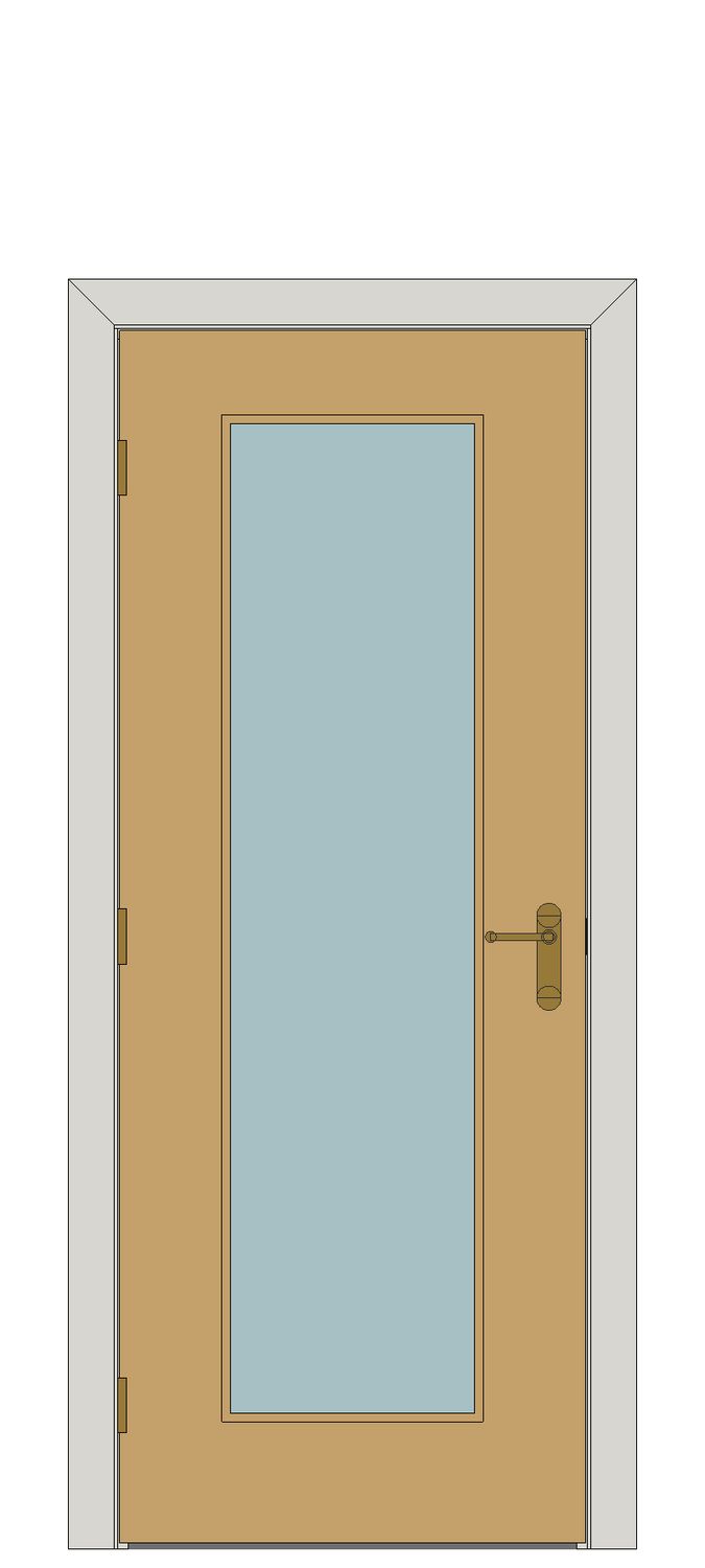 Fusion white oak one light — JELD-WEN-inspired Revit 2027 Door