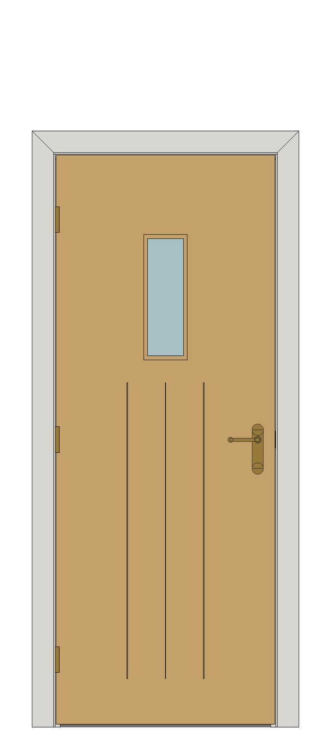 Exterior white oak Croft glazed — JELD-WEN-inspired Revit 2027 Door