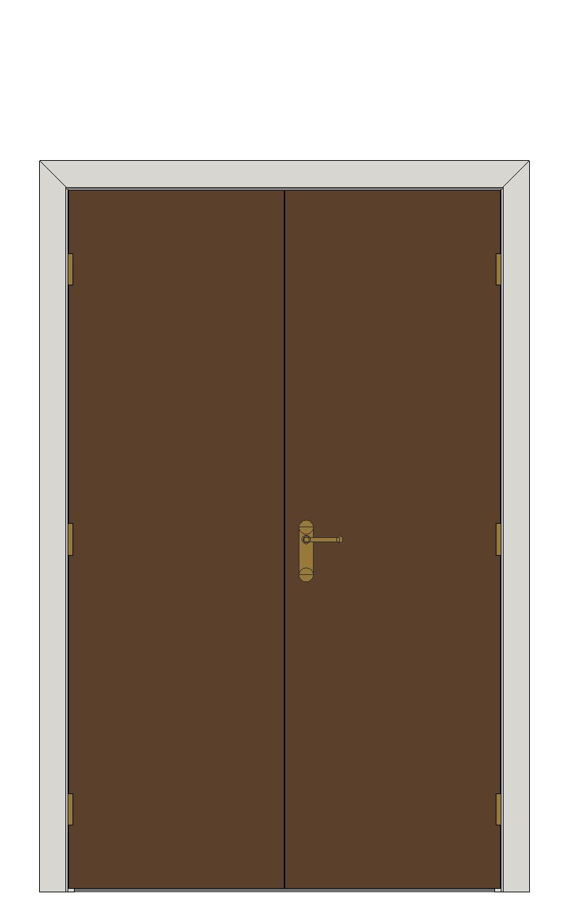 Double doorset - Flush Walnut — JELD-WEN-inspired Revit 2027 Door