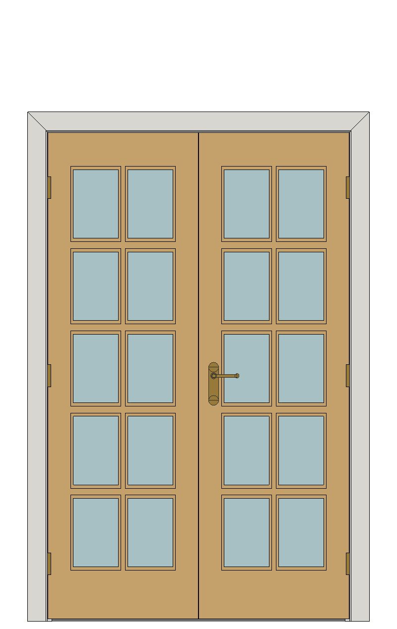 Double doorset - Oregon white oak ten light — JELD-WEN-inspired Revit 2027 Door