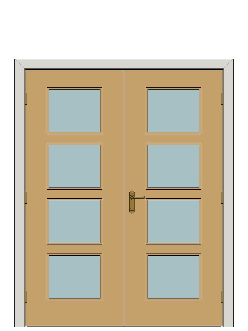 Double doorset - Inlay white oak four light — JELD-WEN-inspired Revit 2027 Door