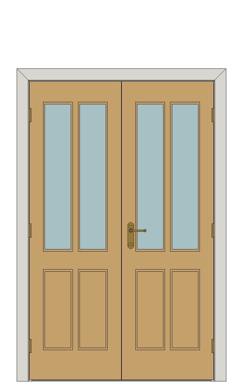 Double doorset - Oregon white oak two light — JELD-WEN-inspired Revit 2027 Door
