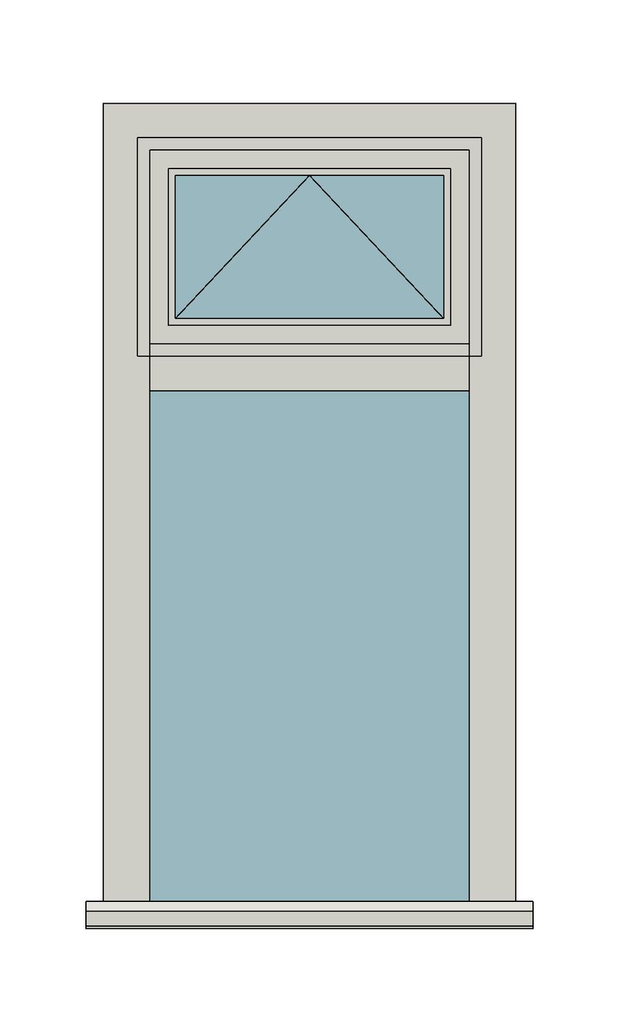 Elegance flush casement - Fixed light with top fanlight — JELD-WEN-inspired Revit 2027 Window