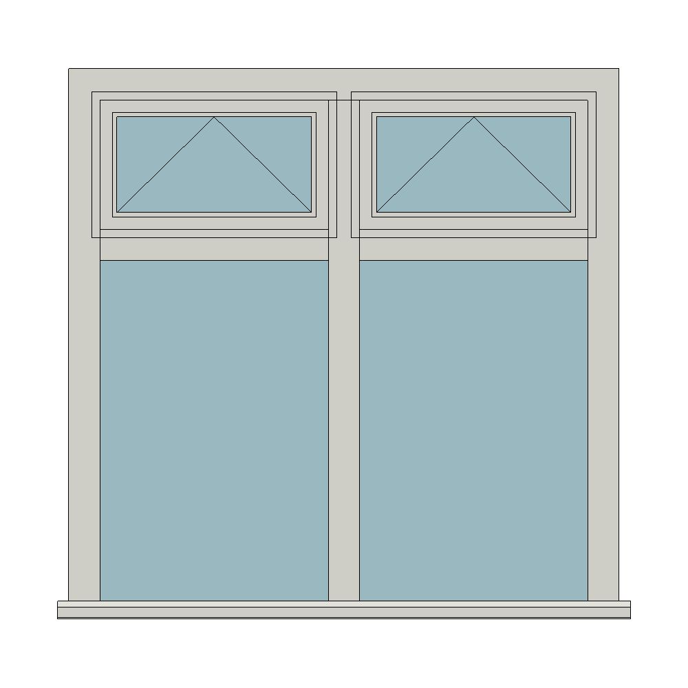Elegance flush casement - Two fixed lights with top fanlights — JELD-WEN-inspired Revit 2027 Window