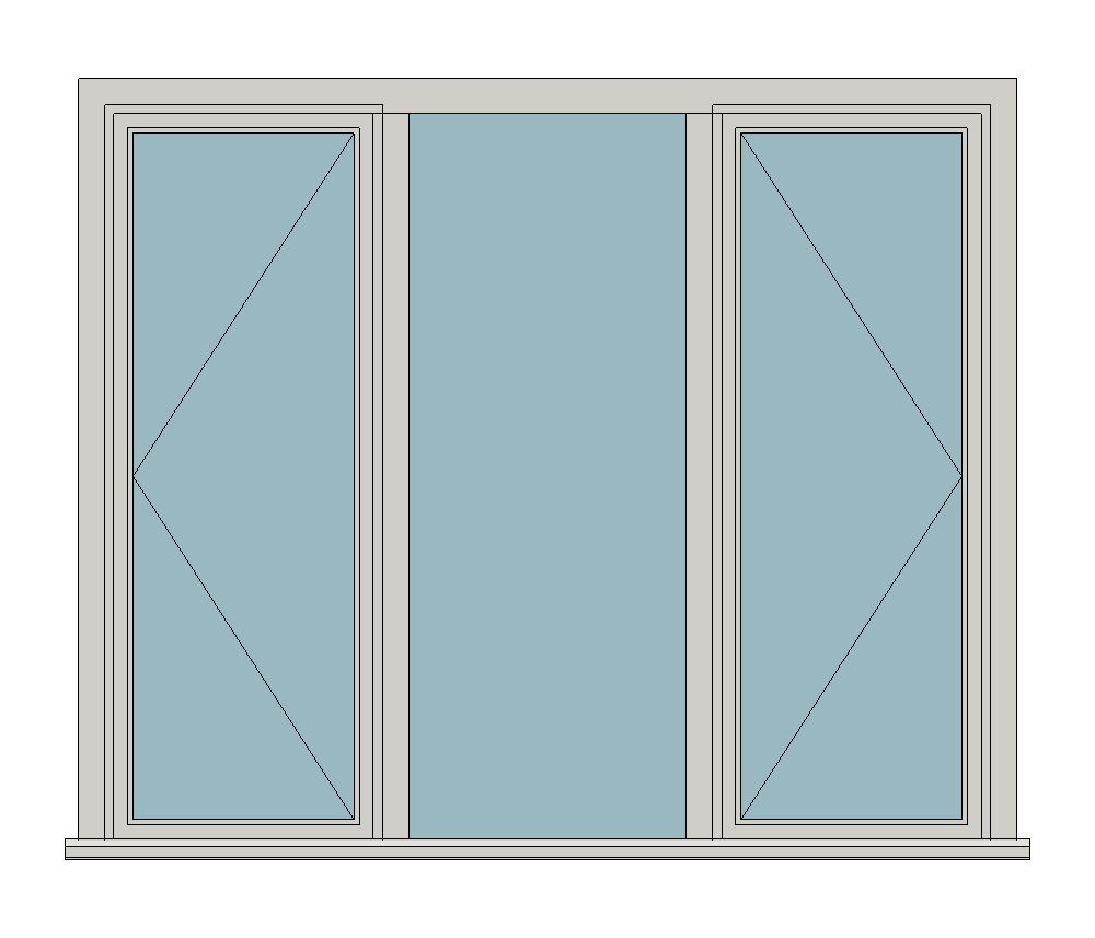 Elegance flush casement - Three lights with fixed centre — JELD-WEN-inspired Revit 2027 Window