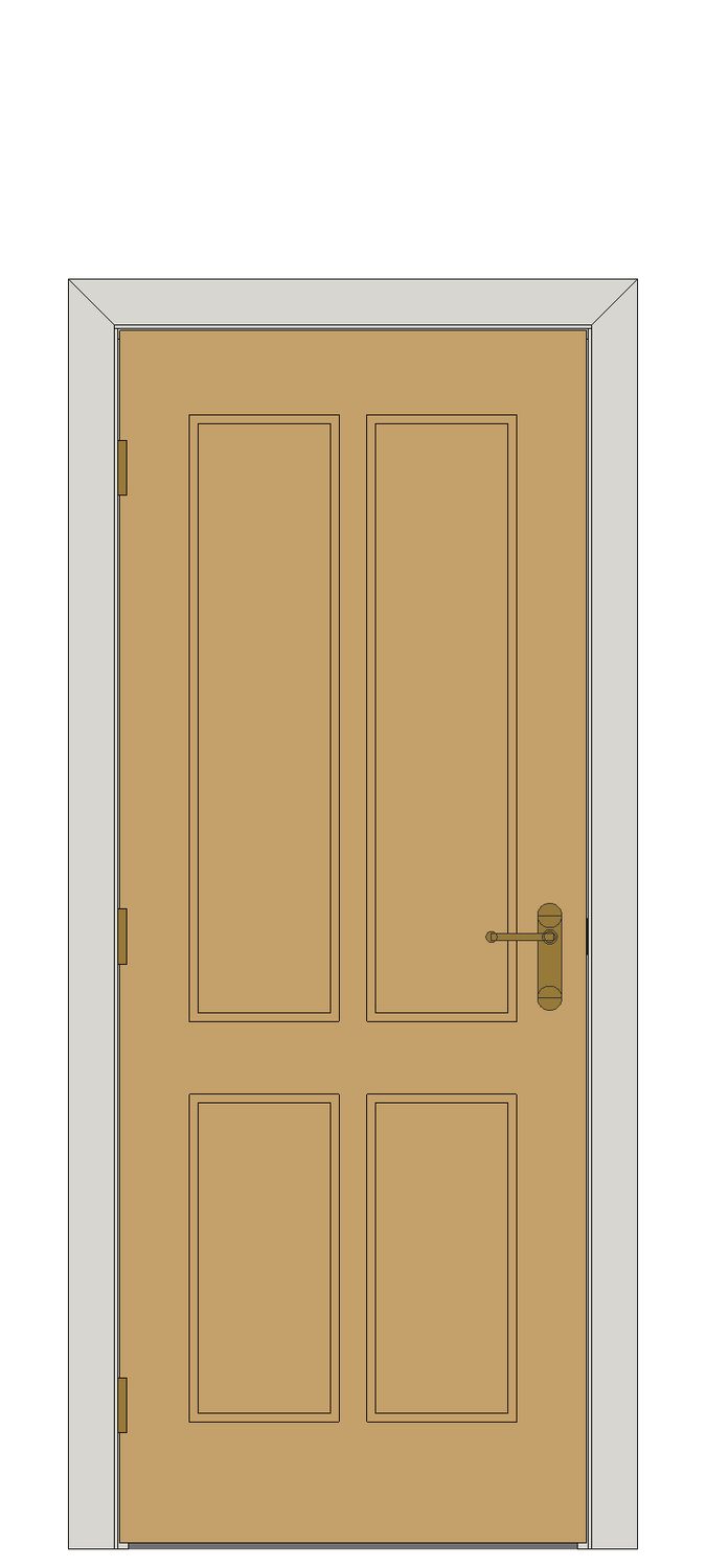Oregon white oak four panel — JELD-WEN-inspired Revit 2027 Door