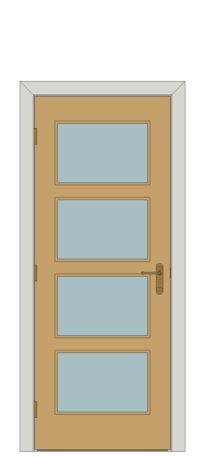 Shaker four light Oak — JELD-WEN-inspired Revit 2027 Door