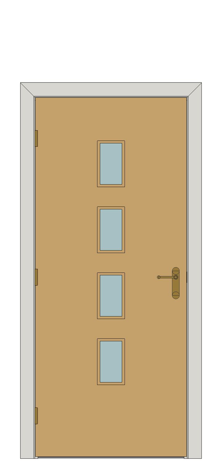 Exterior white oak Chester — JELD-WEN-inspired Revit 2027 Door