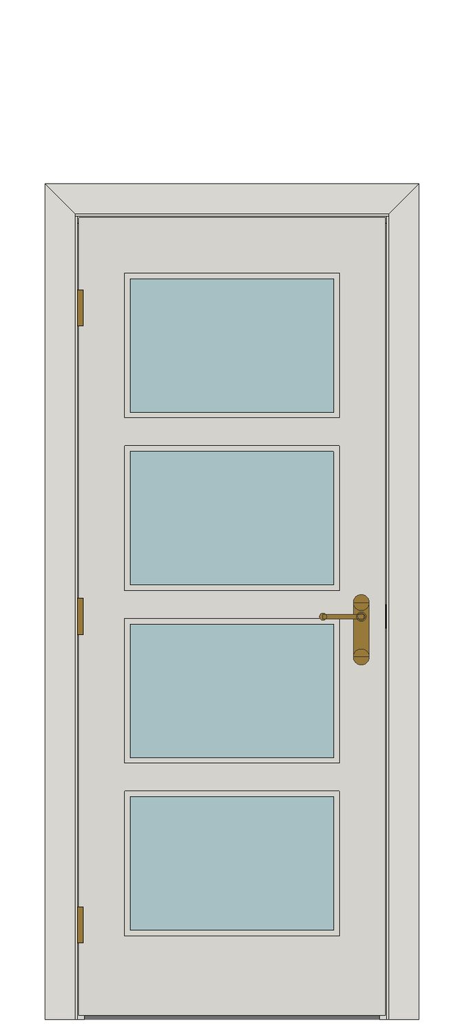 Shaker four light Primed — JELD-WEN-inspired Revit 2027 Door