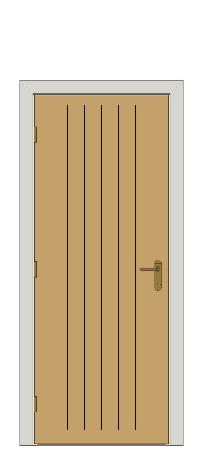 Exterior white oak cottage — JELD-WEN-inspired Revit 2027 Door