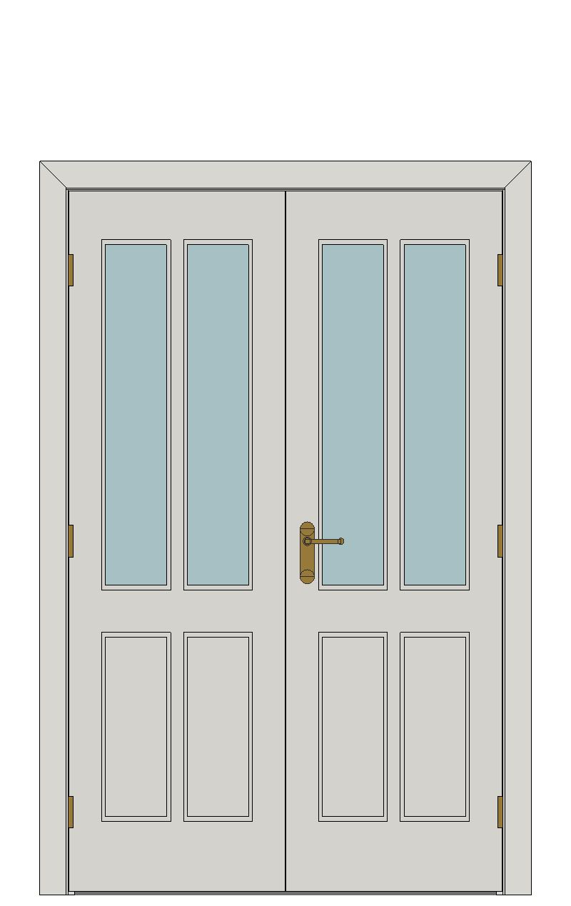 Double doorset - Bostonian two light — JELD-WEN-inspired Revit 2027 Door