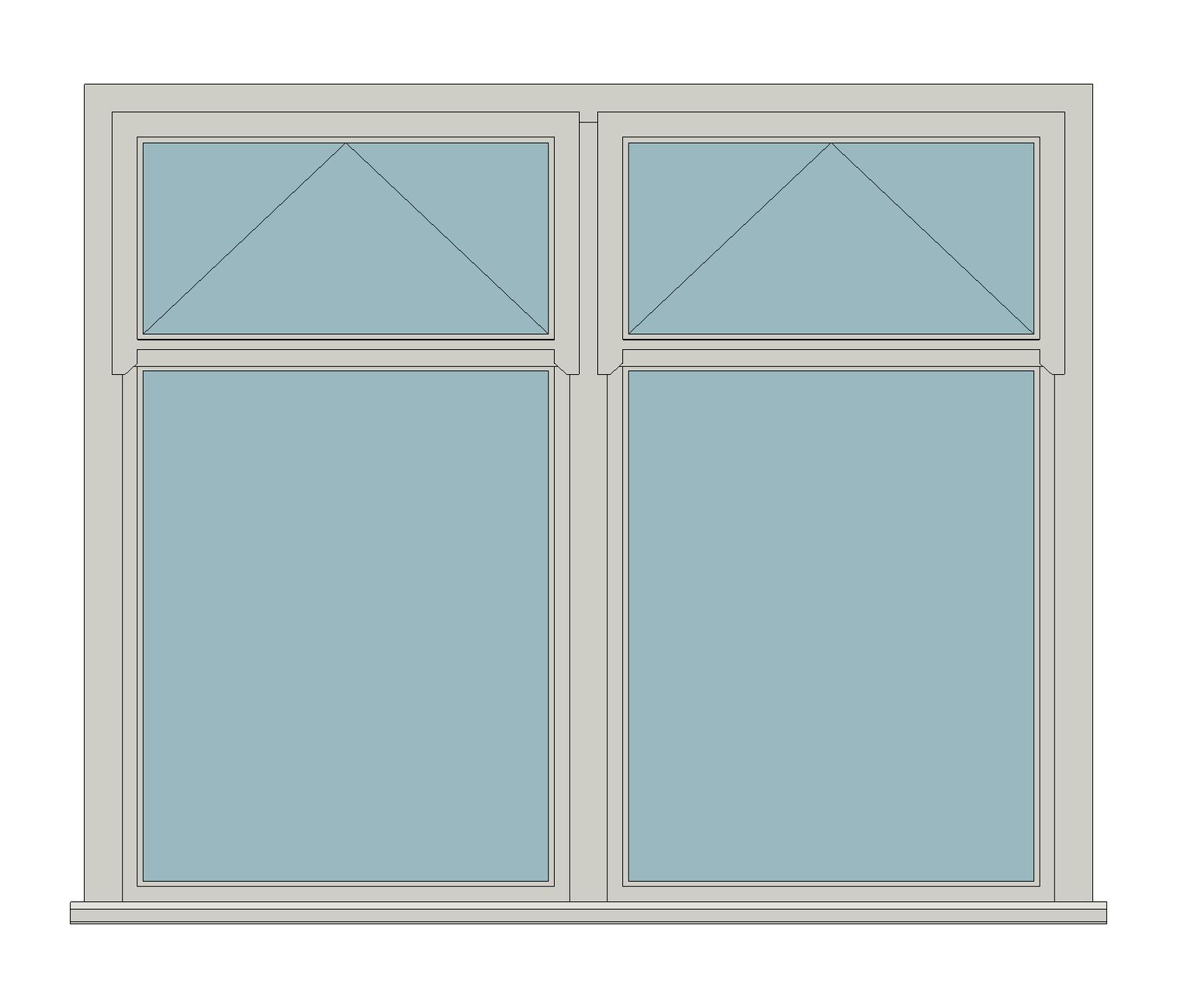 Regency casement - Two fixed lights with top fanlights — JELD-WEN-inspired Revit 2027 Window