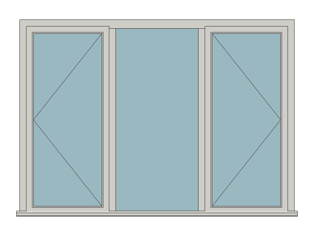 Stormsure standard casement - Three lights with fixed centre — JELD-WEN-inspired Revit 2027 Window