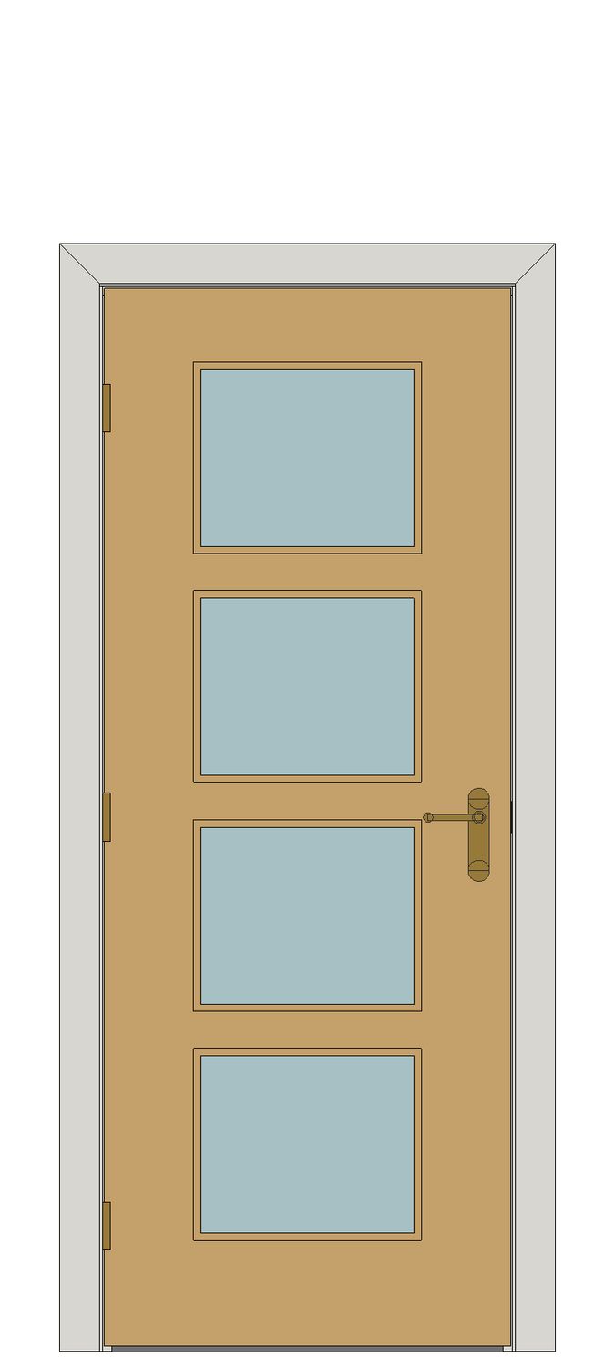 Inlay white oak four light — JELD-WEN-inspired Revit 2027 Door