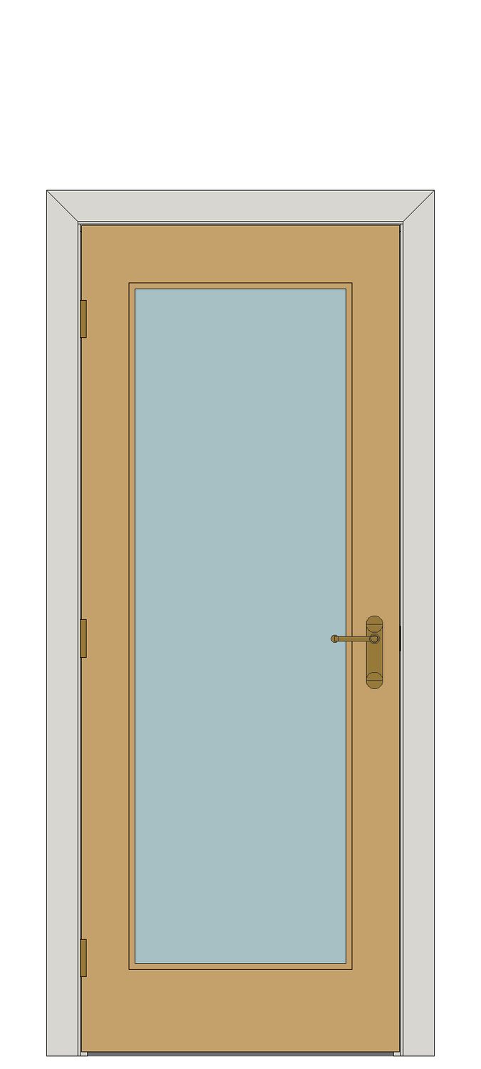 Shaker one light Oak — JELD-WEN-inspired Revit 2027 Door
