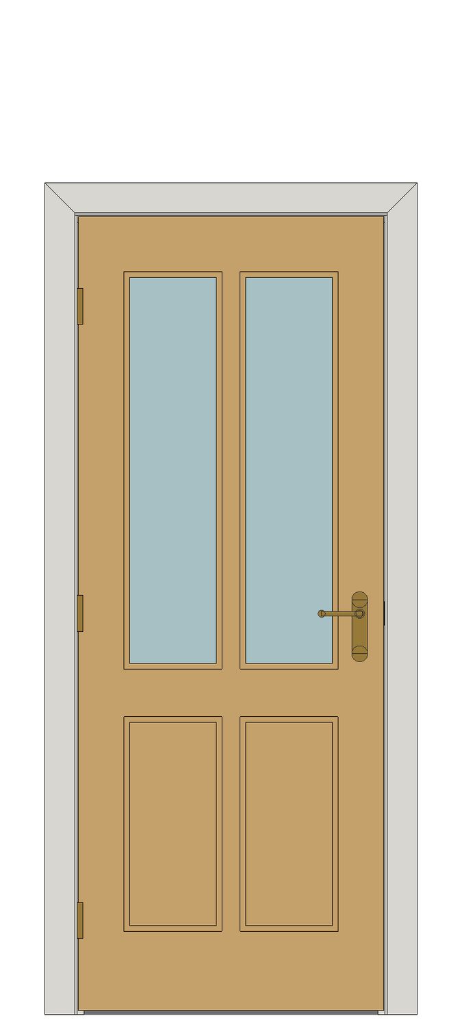 Oregon white oak two light — JELD-WEN-inspired Revit 2027 Door