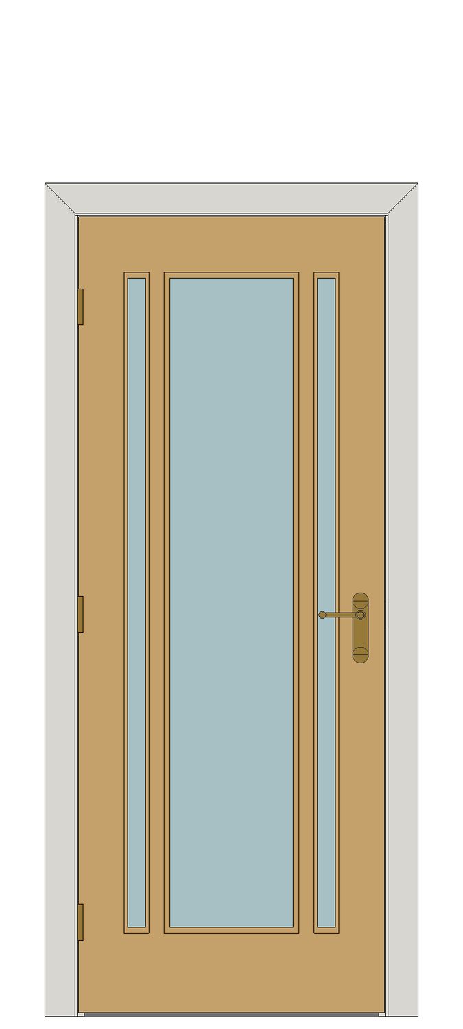 Worcester three light oak — JELD-WEN-inspired Revit 2027 Door